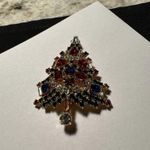 Signed OTC Rhinestone Christmas Tree Pin Brooch Gold Tone Sparkling Prong Set Photo 7