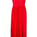 Candalite Lace Bodice Floor Length Dress Red Size Large Photo 0