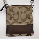 Coach Brown Signature Jacquard Stripe Crossbody Bag Purse Adjustable Strap Photo 3