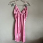 None Unbranded Bubblegum Pink Velour Body Con Faux Wrap Mini Dress Photo 3