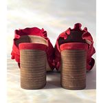 Free People  Rosie Ruffle Stacked Heel Red Size EU 37 US 6.5 Photo 3