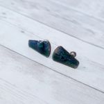Vintage Screw Back Earrings Unusual Statement Blue Green Tones Photo 3