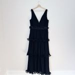 Mac Duggal Pleated Ruffle Tiered Plunge Sleeveless Gown Photo 3