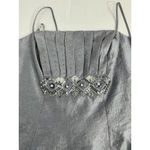 Womans KM Collections 8 Silver Formal Gown Spaghetti Straps Rhinestones Lined Photo 7