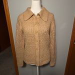 Joie  Brown tan Crochet Collar Button Front Cardigan Sweater Top Size S Photo 1