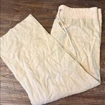 Eileen Fisher  Organic Linen Wide Leg Pants Tan Knit Waist Large Photo 5