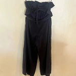 Saints + Secrets Ruffle 100% Linen Strapless Jumpsuit Navy S Photo 6