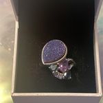 925 Sterling Silver Real Druzy Amethyst London Blue Topaz Iolite Ring Size 10. Photo 1