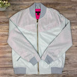 Top Shop Womens IDOL Light Blue Faux Vegan Leather Bomber Jacket Size 4 Small Photo 0