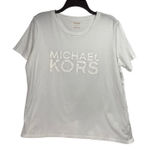 Michael Kors  White Logo T-Shirt Womens Size XL Short Sleeve Tee Photo 0
