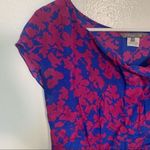 Pippa Shell Blouse Blue Pink Geometric Floral Silk Size 0 Photo 2