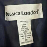 Jessica London  Blazer Linen Blend Womens Sz‎ 14 Blue Lightweight Padded Shoulder Photo 7