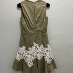 Derek Lam  Collective Khaki Beige V neck Midi Dress With Lace Accents Photo 2