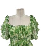 Hello Molly Challenge Your Faith Dress Puff Sleeve Floral Print Green Size US 2 Photo 3