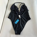 Cupshe  Deep V-Wire Cross Back Cheeky One Piece Swimsuit Size Large Black Photo 1