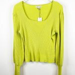 Moon River NWT  Ribbed Square Neck Sweater L Green Photo 1