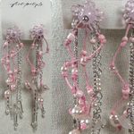 Free People Earrings Willow Dangles Pink NWT Flower Pearls Whimsical Spring Photo 2
