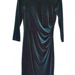 Eliza J NWT Green Velvet Ruched Sheath Dress Sz 8 Holiday Cocktail 3/4 Sleeve Photo 3