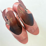 Cole Haan  Women's Brown Leather Pumps Peep Toe Slingback Block Heels Size 8 Photo 4