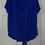 Rachel Zoe ✨ Royal Blue Button Up Tie Front Top Photo 0