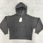 frame denim NEW! X Imaan LARGE Zipper Long Short Sleeve BLACK Hoodie Sweatshirt Photo 4