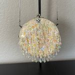 Vintage Cream Iridescent Beaded Sequin Women's Evening Clutch Bag Silver Photo 6