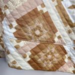 Lands' End Tan Cream Quilted Patchwork Quilt Crewneck Sweatshirt Top Womens 1X Photo 3