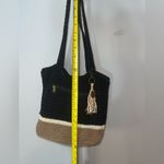 The Sak Crochet Hobo Shoulder Slouch Purse Tote black tan EUC Photo 3