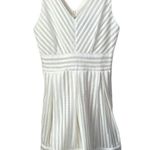 AQUA White Mesh Neoprene Striped Fit And Flare Dress Size M Photo 0