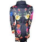 Women Floral Printed Casual Button Down Belted Blouse Dress SMALL Multi Photo 2