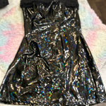 Black Holographic Strapless Dress Size L Photo 0