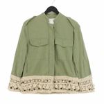 ZARA Tassel Pom Crochet Fringe Boho Utility Jacket Green Size XS Photo 0