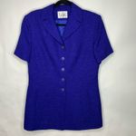 Le Suit  Blue Long Blazer Short Sleeve ? Woven Size Medium? Photo 4