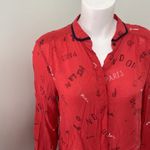 Maeve ANTHROPOLOGIE  Paris London Cherry Red button up shirt size 4 Photo 2