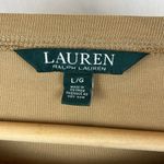 Ralph Lauren Tan Long Sleeve Cotton Leather Trim Tee T Shirt L Photo 4