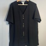 Orvis ‎ Ladies Button Front Blouse Black Size Large Tunic Minimalist Classic Photo 0