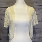 Yarn Arts Women’s Cropped Cardigan Cream Short Sleeve Knit Open Front Size undefined Photo 0
