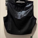 Halara NWT  size M stretch shiny dusk black Sleeveless Top. Cropped high collar Photo 0