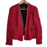 ZARA Red Blazer Fantasy Boucle Red metal embellished blazer size large RARE Photo 0