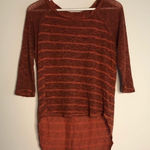 Urban Outfitters Red striped high low sweater crewneck 3/4 Sleeve Womens Size S Photo 0