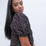 ASOS  Design Floral Mini Tiered Smock Dress Black Purple Brown Green 4 Petite Photo 3