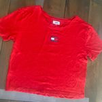 Tommy Hilfiger Tommy Jeans Y2K red‎ center badge crop tee oversized size S Photo 0