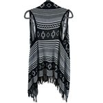 Hera Collection Black White Aztec Print Lightweight Open Sweater Vest Size M/L Photo 1
