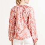 Evereve  Keira Floral Print Smocked Neck Long Puff Sleeves  
Blouse Top Size Small Photo 1