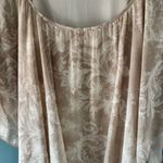 Cato Womens 18/20W Beige White Bat Wing Scoop Neck Blouse Flowy Neutral Fancy Photo 2