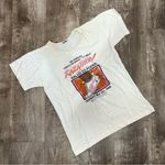 Vintage 1988 Double Bull White Distressed Razathon Short Sleeve Tee Size M Photo 0