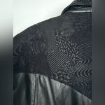 Vintage 80s Pelle Black Leather Trench Coat Shoulder Pads Suede Embossed Trim M Size M Photo 9