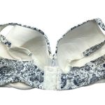 Cacique Lightly Lined Full Coverage Bra White & Blue Paisley Print 46DD Photo 1