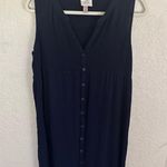 Knox Rose Womens Navy Blue Shift Dress Button Front Sleeveless V Neck Size Small Photo 1