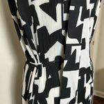 Milly  Melina Pleater Midi Dress Black & White High‎ Neck Structured Size 10 Photo 7